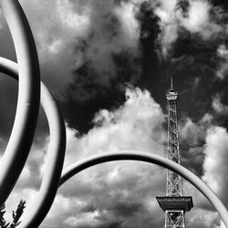 Low angle view of building against cloudy sky