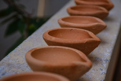 High angle view of bread in plate