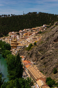 High angle view of townscape against sky