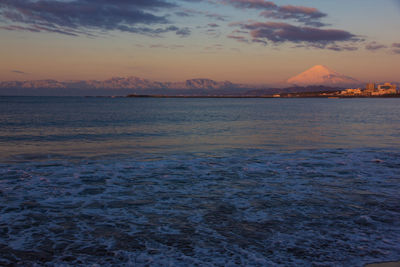 Scenic view of sea against sky during sunset