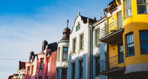 Low angle view of buildings against sky