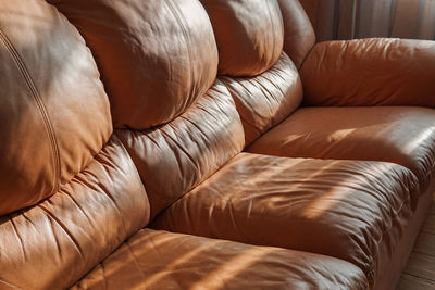 High angle view of sofa at home