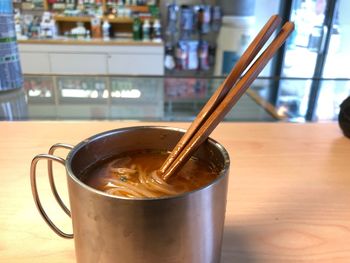 Close-up of drink on table