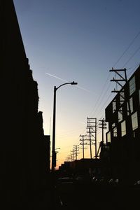 Silhouette of city at sunset