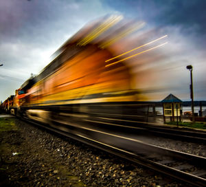 Blurred motion of train against sky