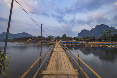 Sunrise on the song river, vang vieng, vientiane, laos