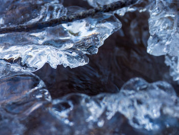 Close-up of frozen water