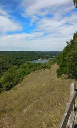 Scenic view of landscape against cloudy sky