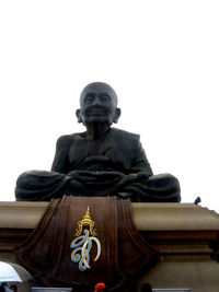 Low angle view of statue against clear sky