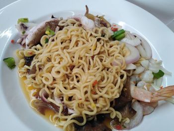 High angle view of meal served in plate