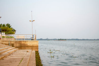 Scenic view of lake against clear sky