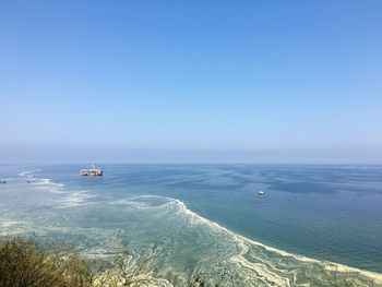 Scenic view of sea against clear sky