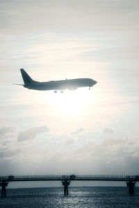 Off-color of an airplane illuminated by the setting sun in okinawa