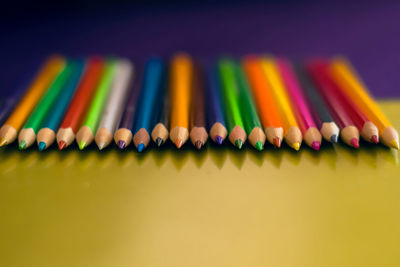 Close-up of multi colored pencils