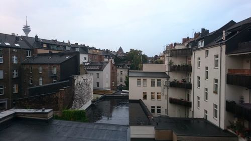 High angle view of buildings in city