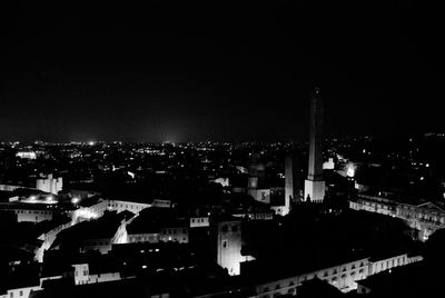 View of illuminated buildings at night