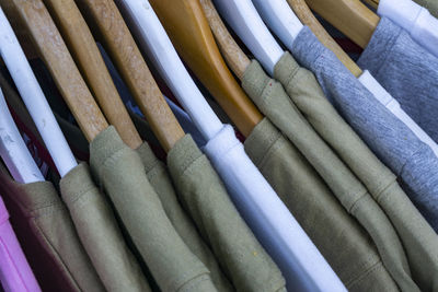 Full frame shot of clothes hanging on coathangers