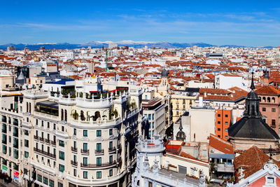 High angle view of townscape against sky