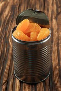 Close-up of food in container on table