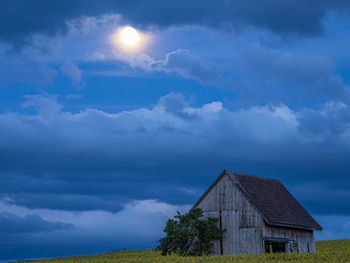 House on field against sky