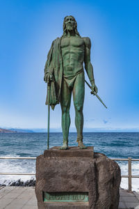 Candelaria,  spain, june 19, 2022.statue of the guanche king agaymo in candelaria, tenerife,