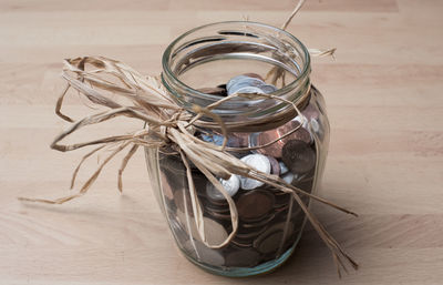 Close-up of jar on table