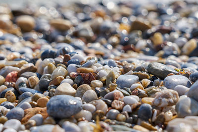 Full frame shot of pebbles on beach