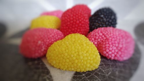 Close-up of multi colored fruits on table