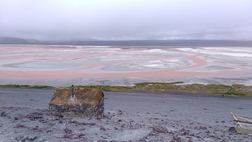 Scenic view of sea against sky during winter