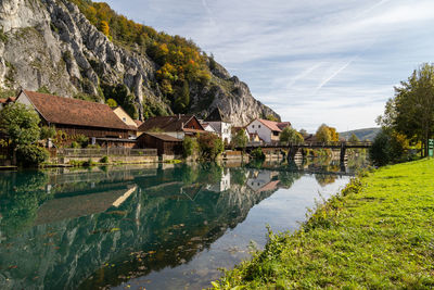 Idyllic view at the village markt essing in bavaria, germany with the altmuehl river