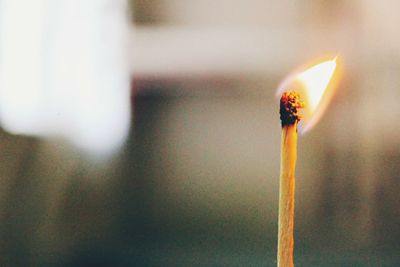 Close-up of burning matchstick