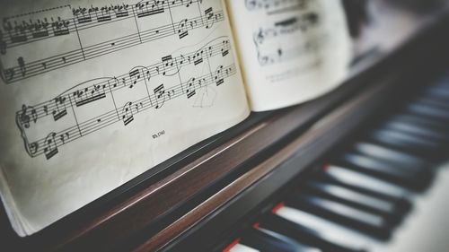 Sheet music on piano
