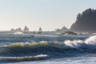 Scenic view of sea against clear sky