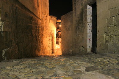 Illuminated corridor in building