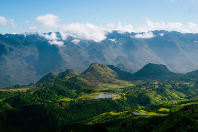 Scenic view of mountains against sky