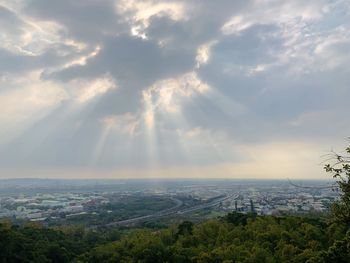 High angle view of city against sky