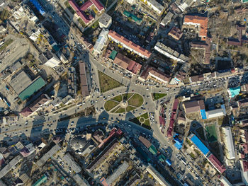 High angle view of buildings in city