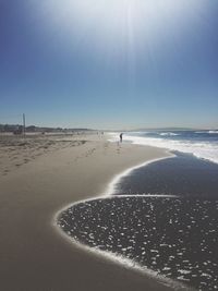 Scenic view of beach against clear sky