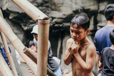 Portrait of people holding outdoors