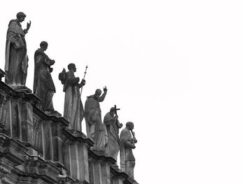 Low angle view of statue against clear sky