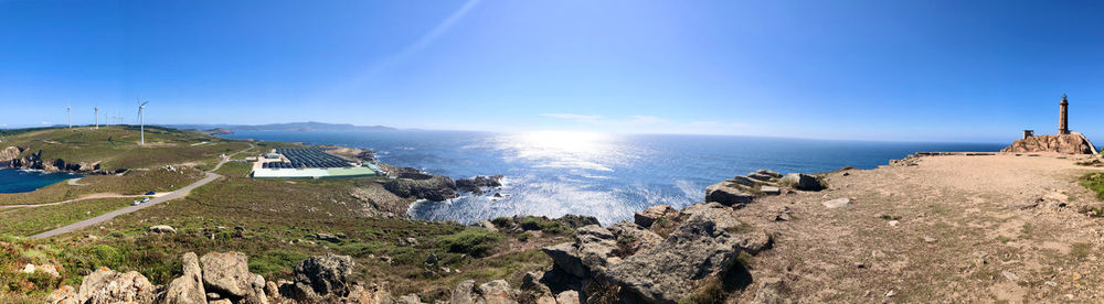 Scenic view of sea against blue sky