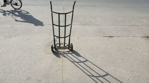 High angle view of bicycle on street