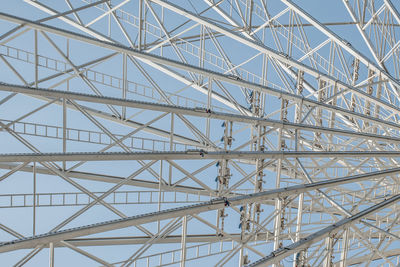 Low angle view of electricity pylon against sky