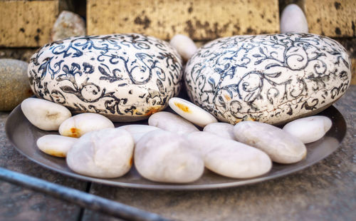 Close-up of eggs on table