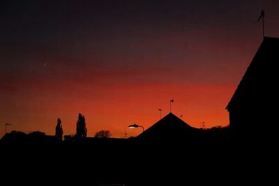 Silhouette buildings against sky during sunset