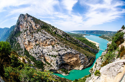 Panoramic view of rock formations against sky