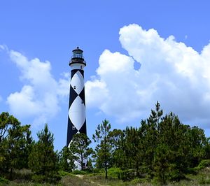 Low angle view of lighthouse against sky