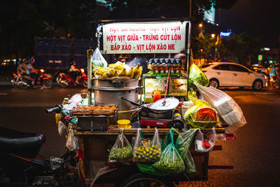 Various vegetables for sale at market stall