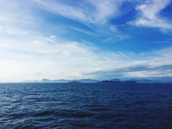 Scenic view of sea against cloudy sky