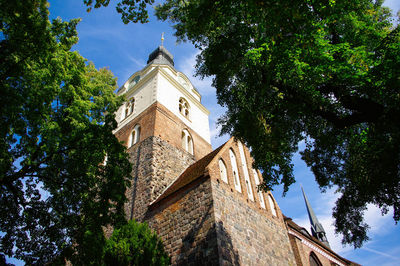 Low angle view of bell tower